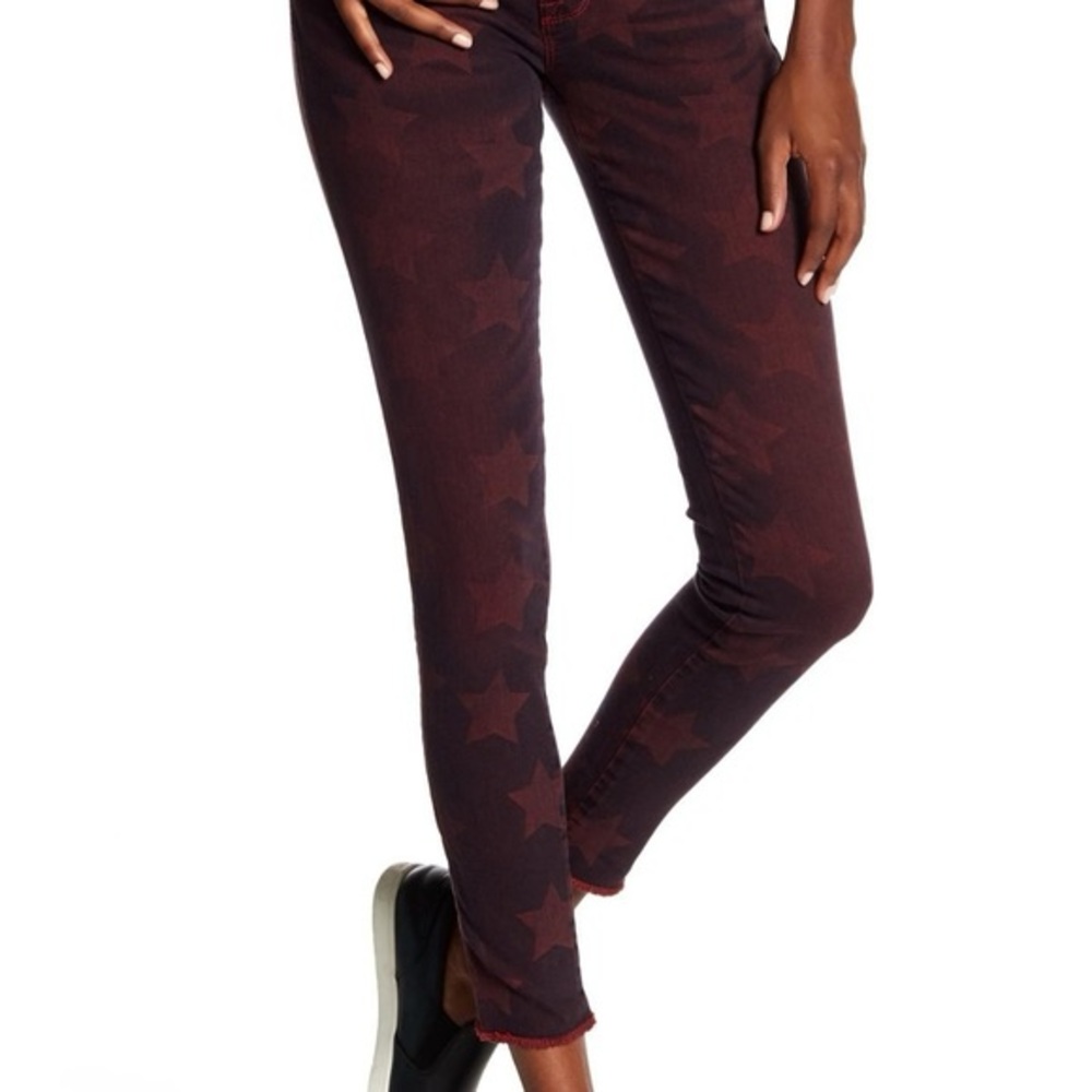 Women's Star Patterned Ankle Jeans - Picture 4 of 6